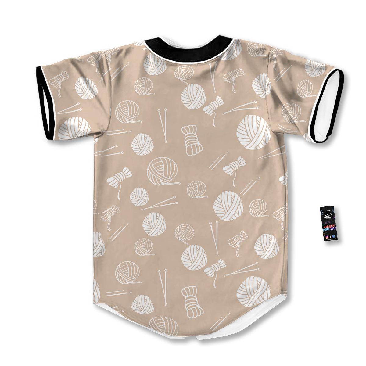 Needle And Yarn Print Pattern Baseball Jersey-grizzshop