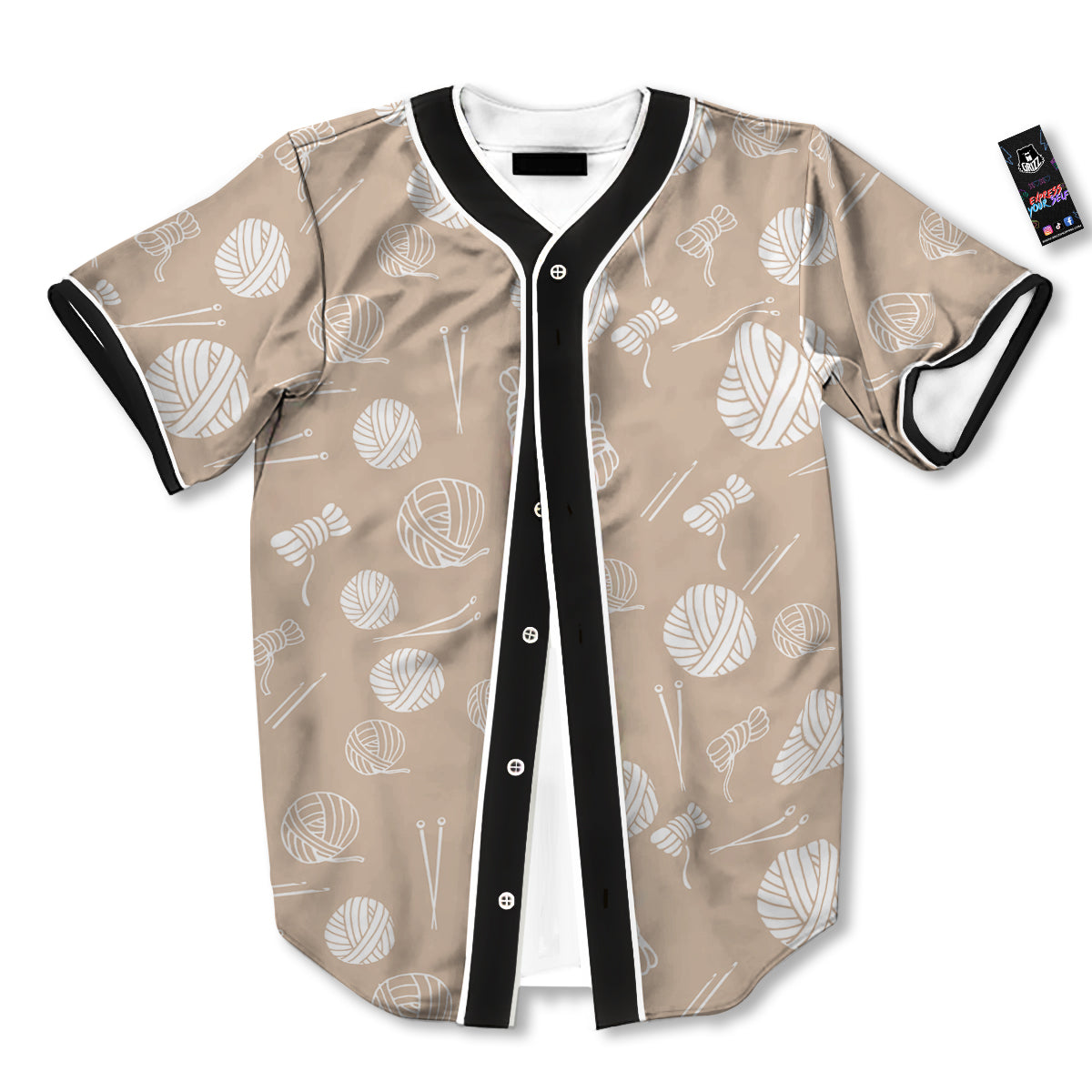 Needle And Yarn Print Pattern Baseball Jersey-grizzshop
