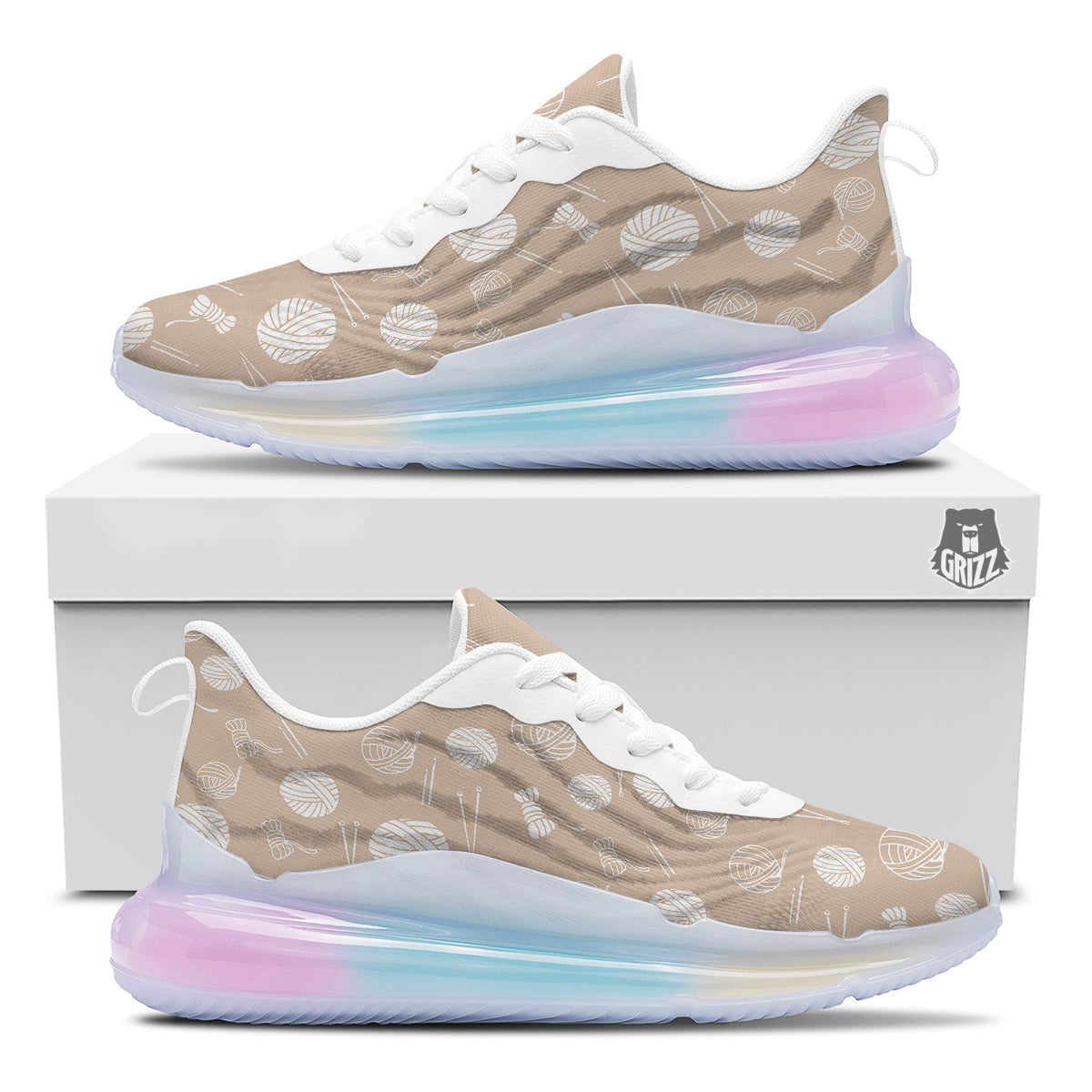 Needle And Yarn Print Pattern Running Sneakers-grizzshop