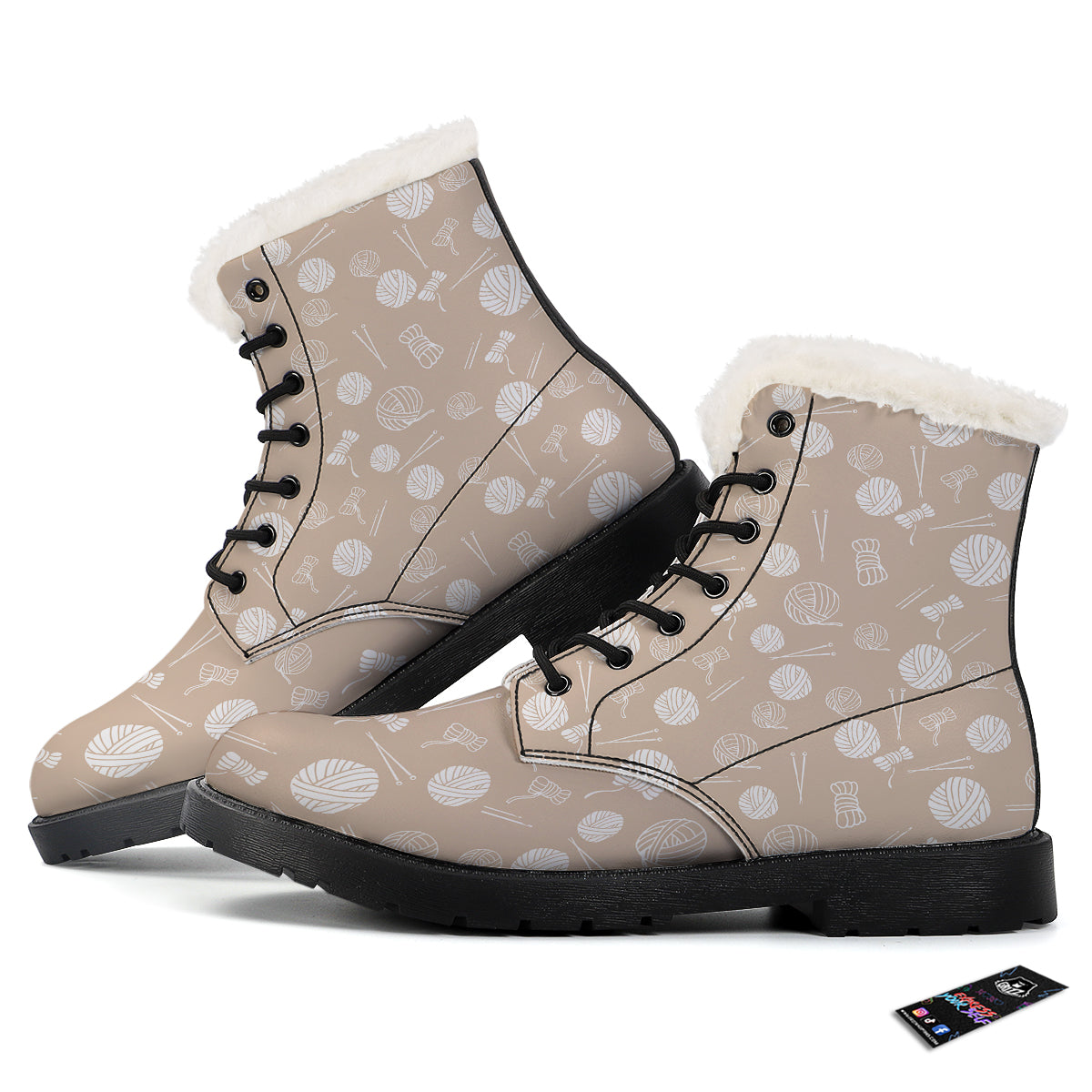 Needle And Yarn Print Pattern Winter Boots-grizzshop