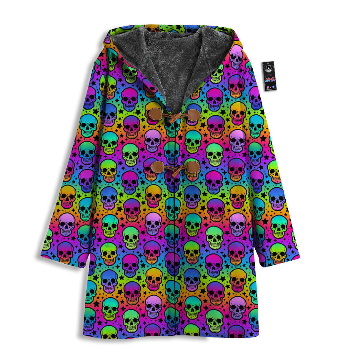 Neon Bright Human Skulls Print Pattern Men's Windbreaker Jacket-grizzshop