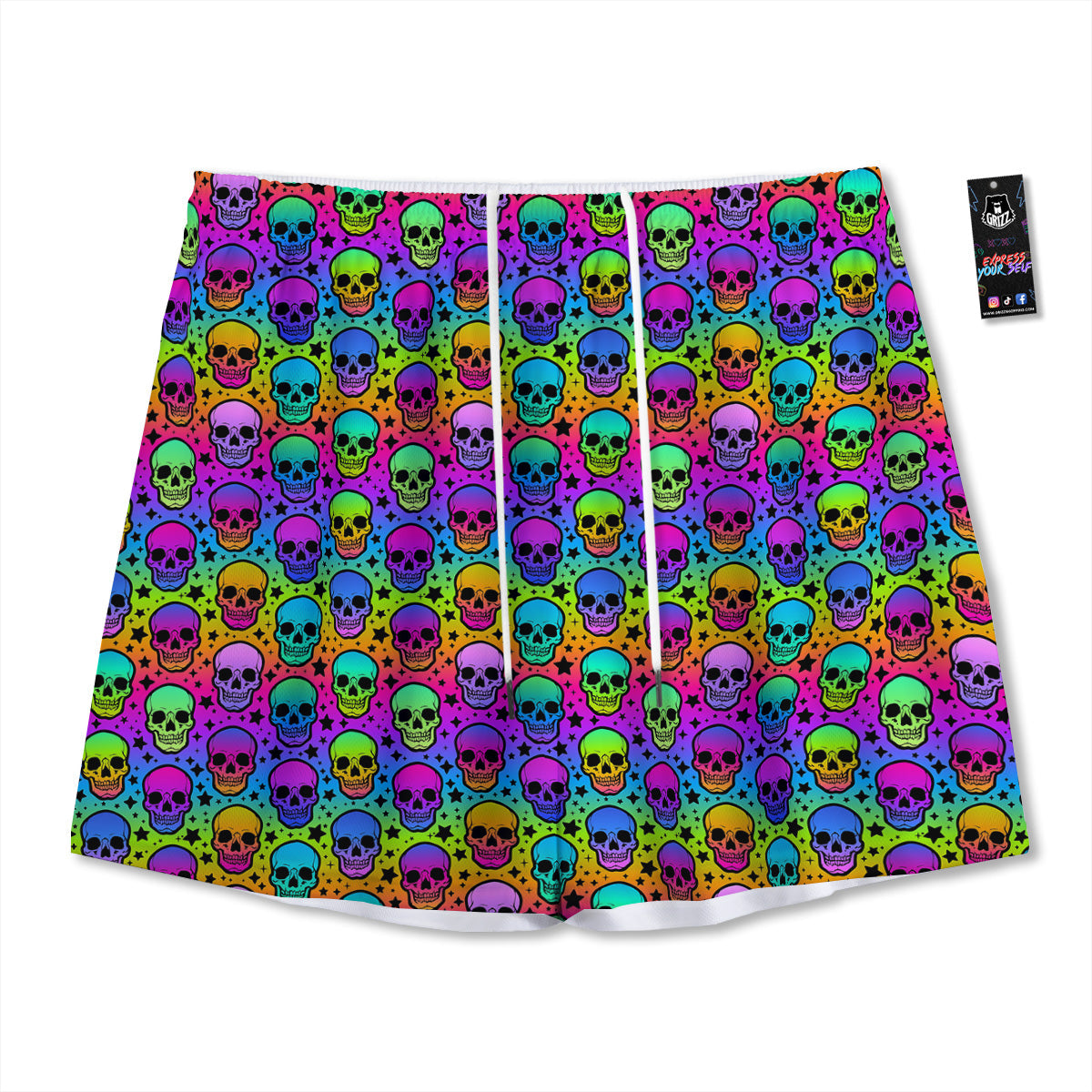Parrot Embroidery Print Pattern Mesh Shorts