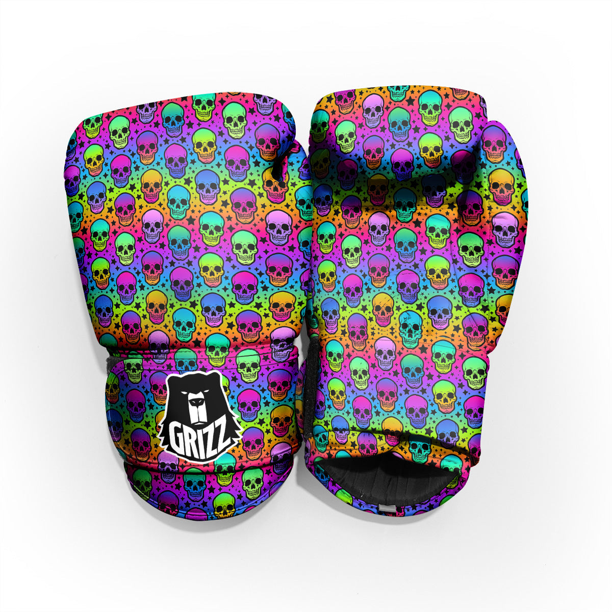 Neon Bright Human Skulls Print Pattern Pro Boxing Glove