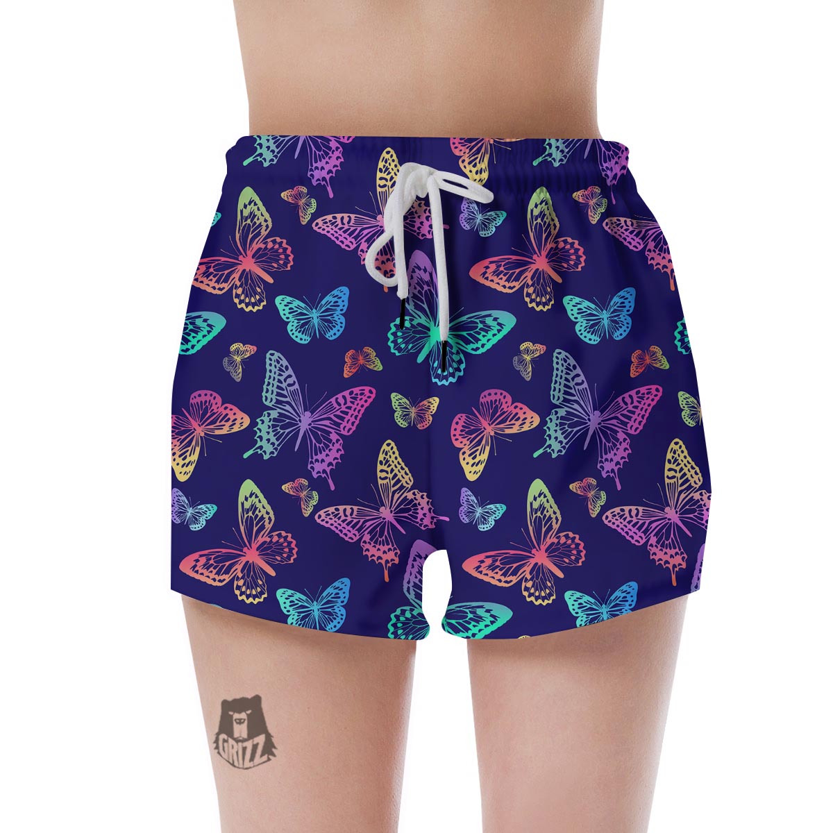 Neon Butterfly Print Women's Shorts-grizzshop