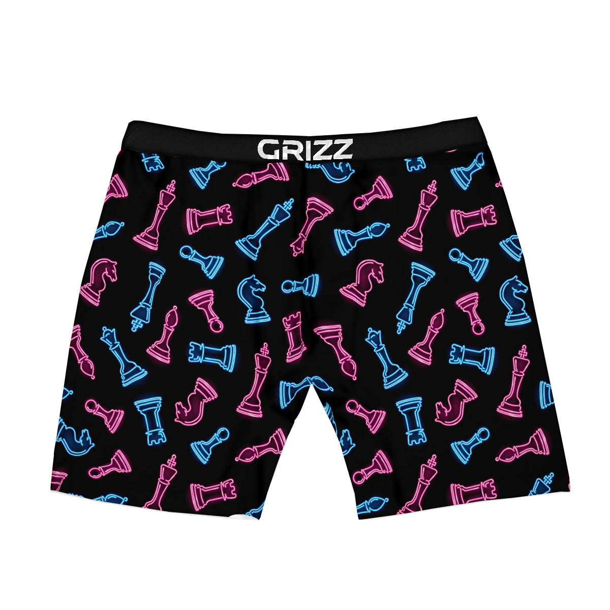 Neon Chess Pieces Print Pattern Boxer Briefs-grizzshop