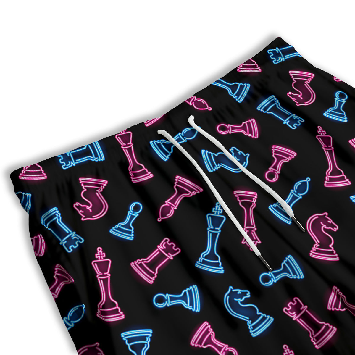 Neon Chess Pieces Print Pattern Men's Athletic Shorts