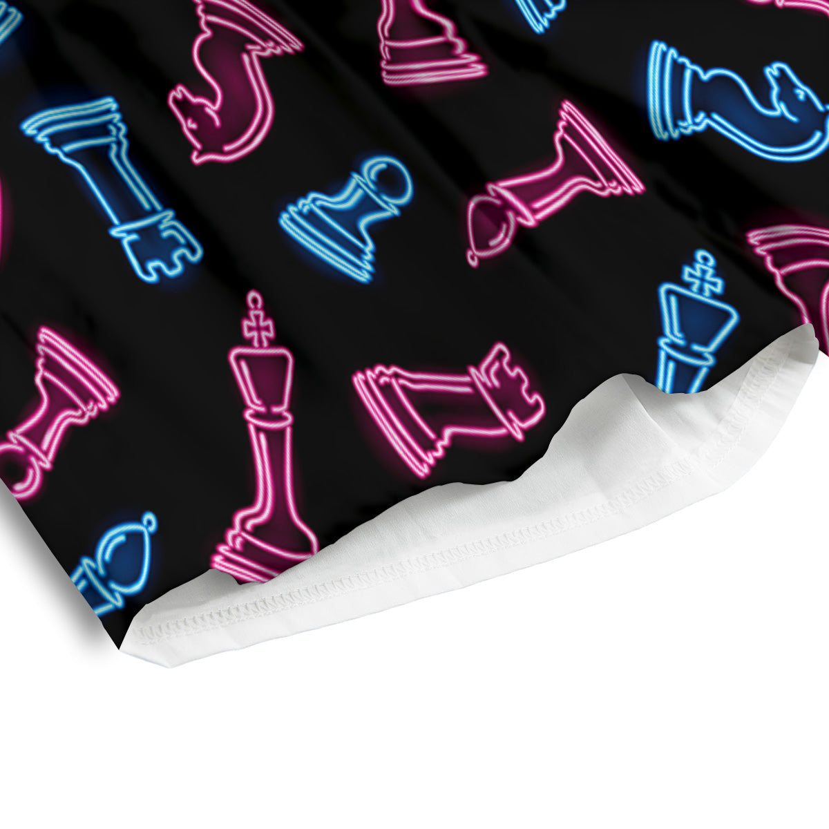 Neon Chess Pieces Print Pattern Men's Athletic Shorts