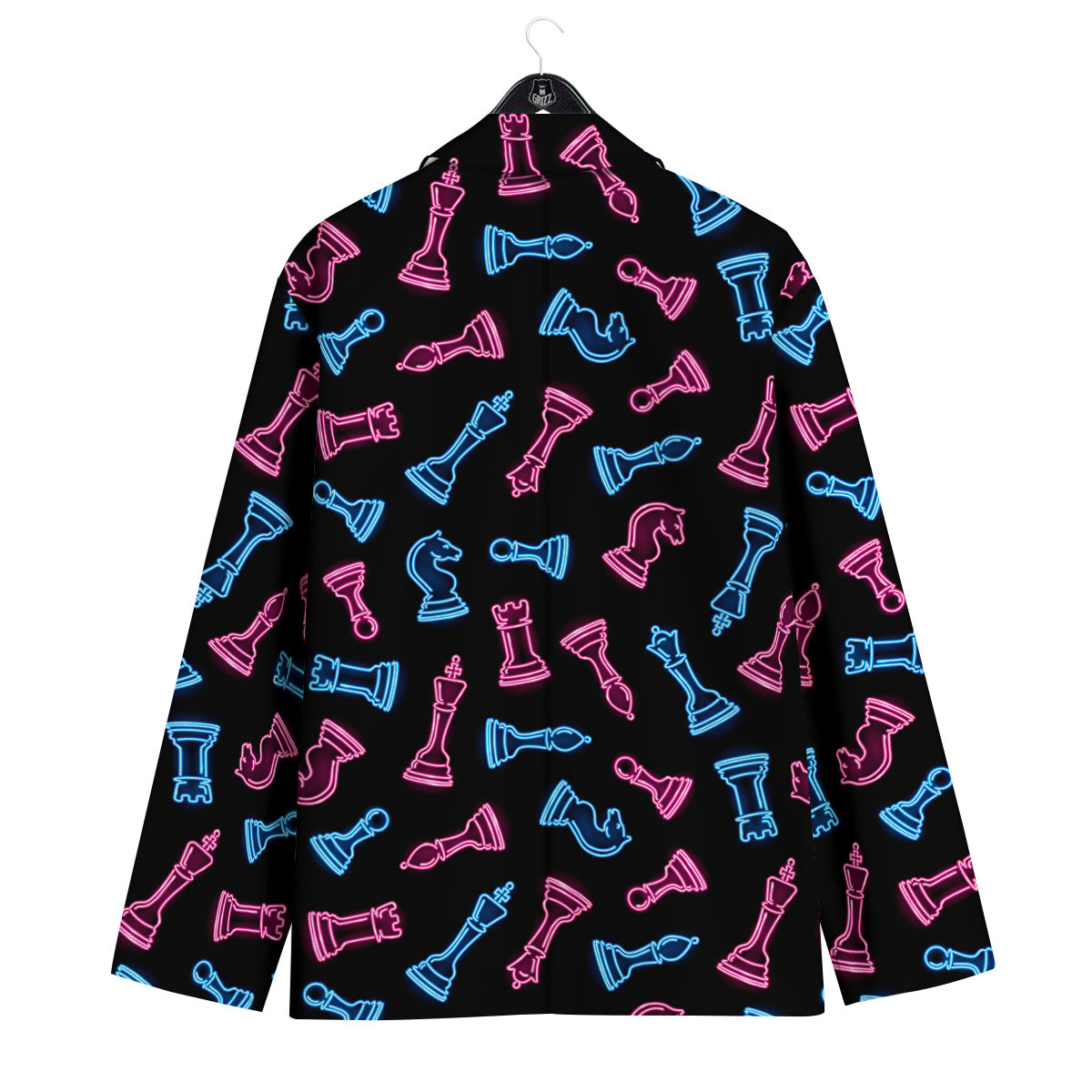 Neon Chess Pieces Print Pattern Men's Sport Coat-grizzshop