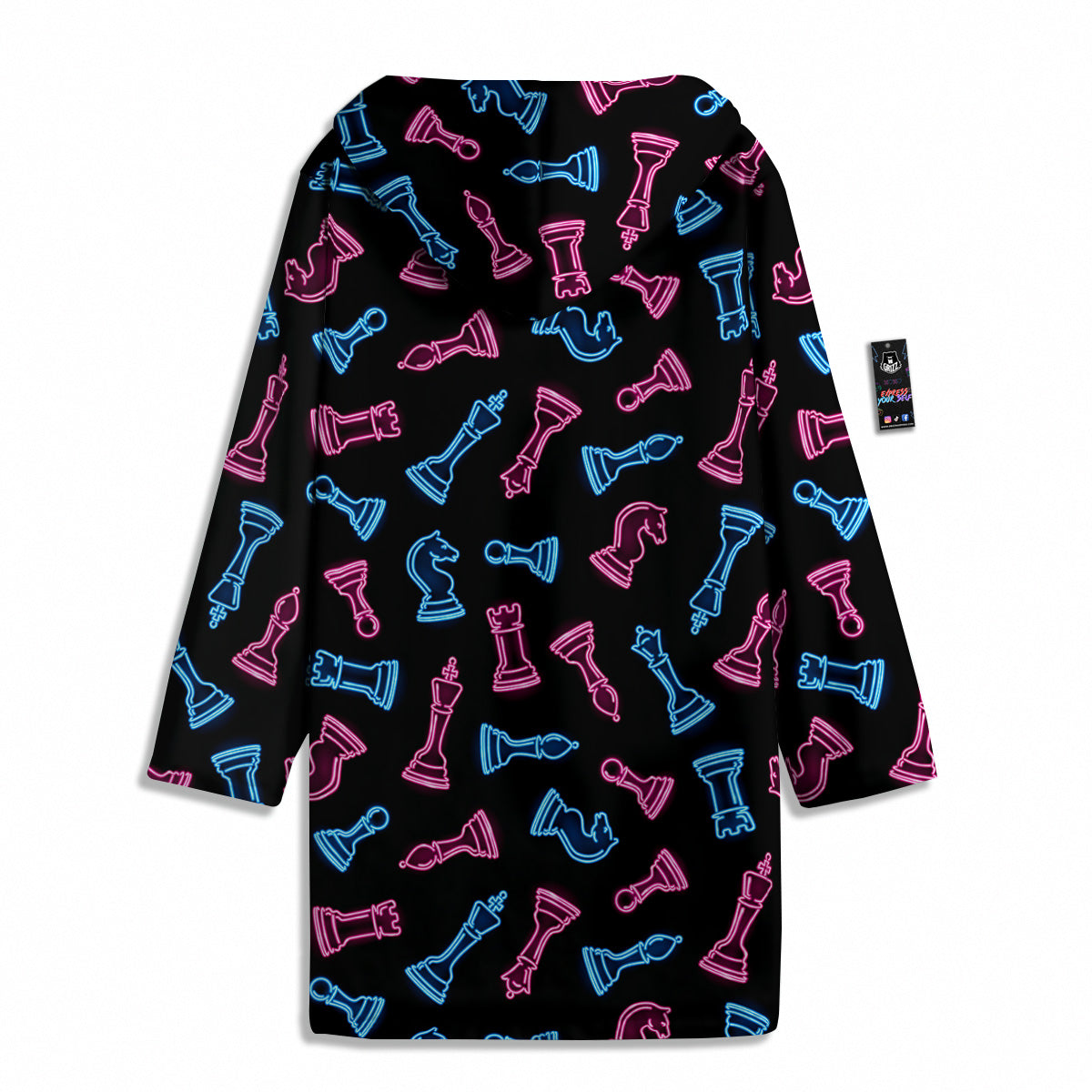 Neon Chess Pieces Print Pattern Men's Windbreaker Jacket-grizzshop
