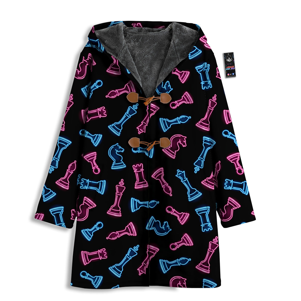 Neon Chess Pieces Print Pattern Men's Windbreaker Jacket-grizzshop