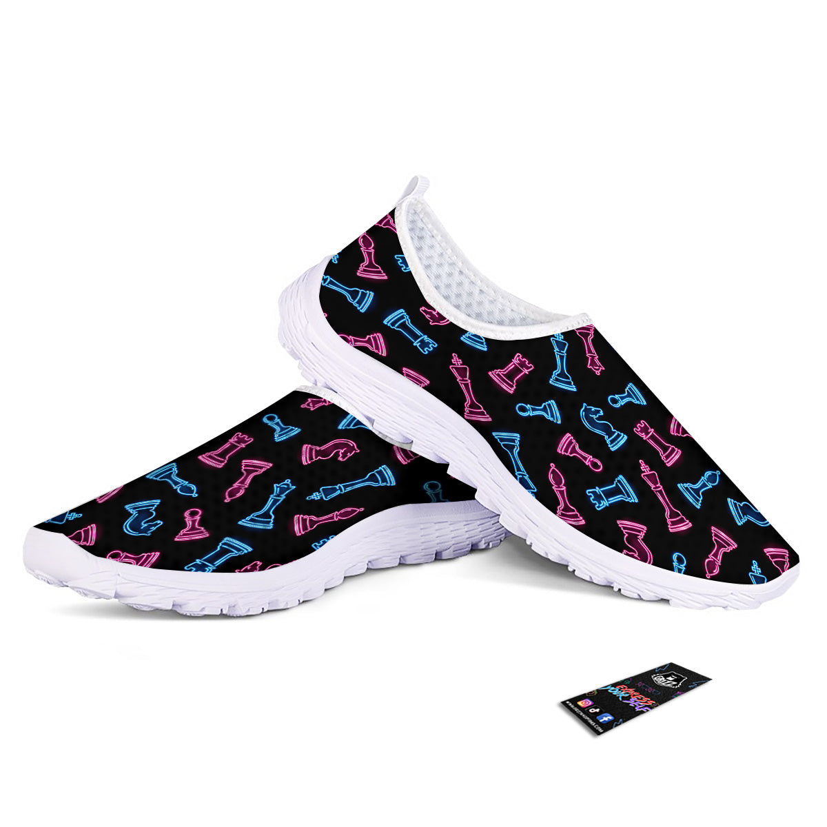 Neon Chess Pieces Print Pattern Nurse Shoes-grizzshop