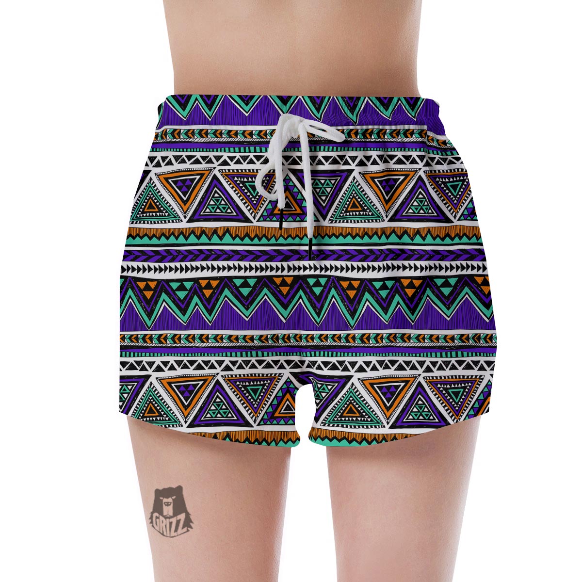Neon Color Indian Aztec Doodle Women's Shorts-grizzshop