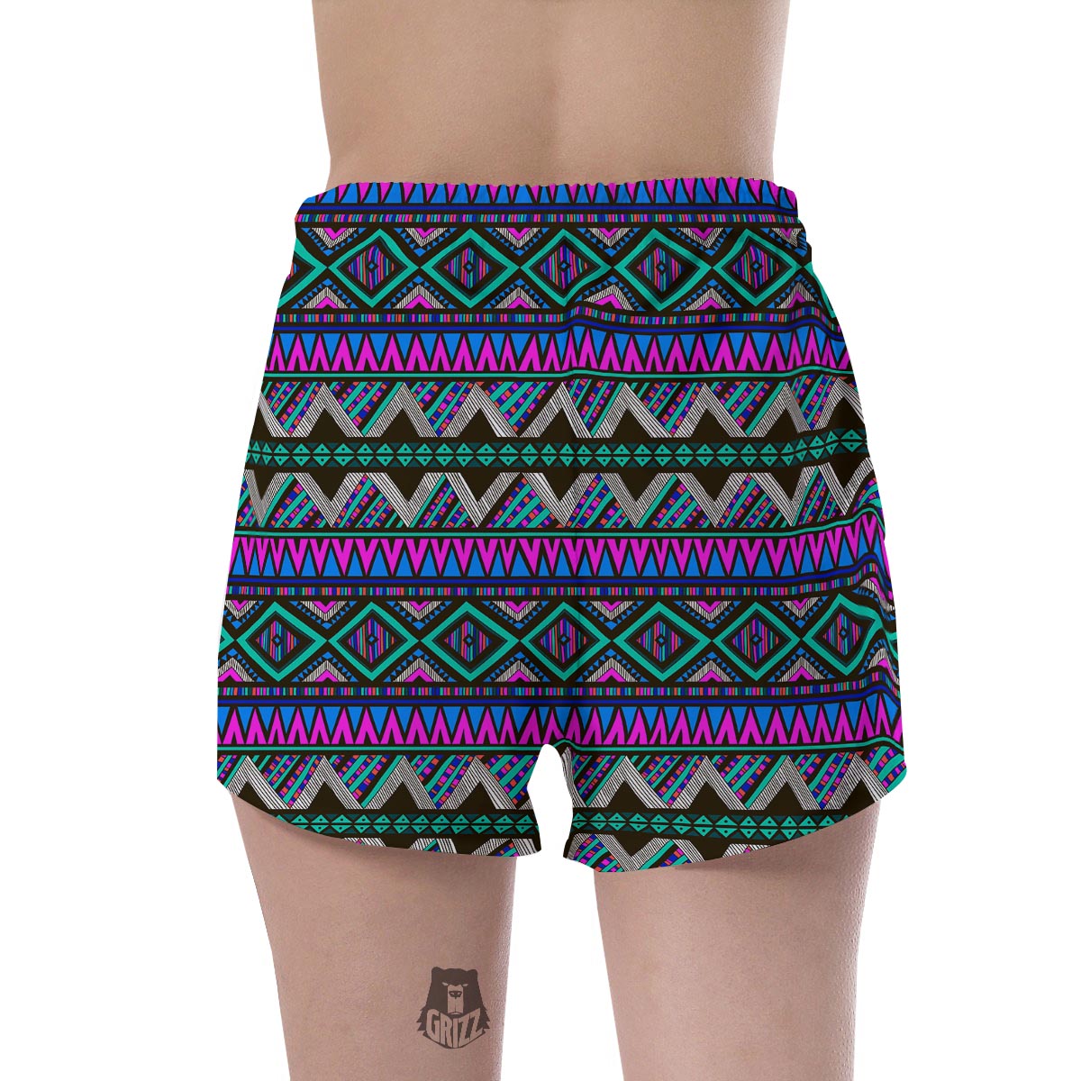 Neon Color Indian Aztec Trippy Women's Shorts-grizzshop