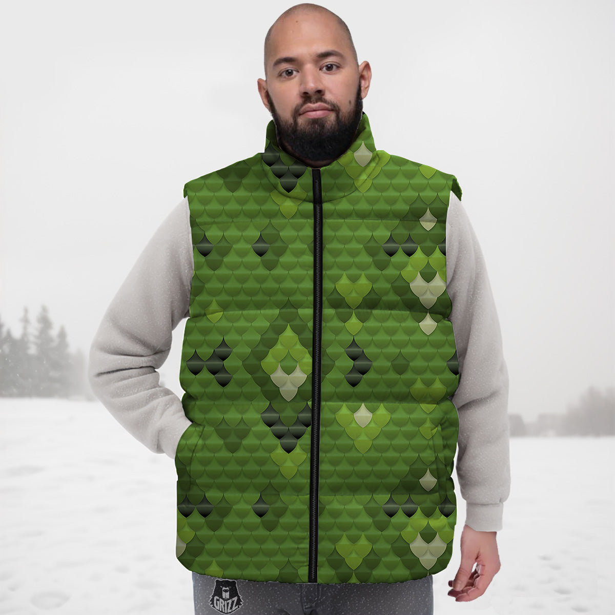 Neon Floral Tropical Hawaiian Palm Leaves Pattern Print Down Vest