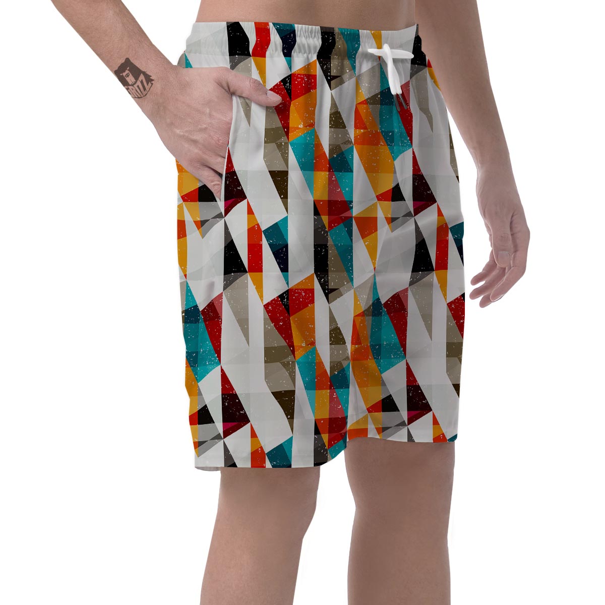 Neon Geometric Men's Shorts-grizzshop