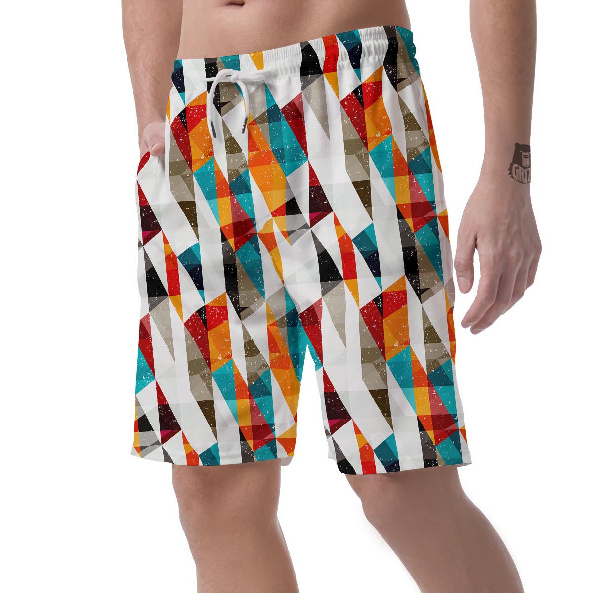 Neon Geometric Men's Shorts-grizzshop