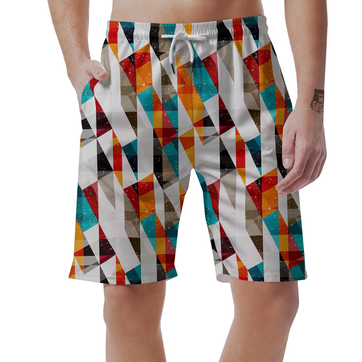 Neon Geometric Men's Shorts-grizzshop