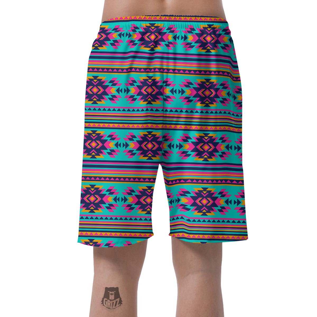 Neon Indian Aztec Abstract Art Print Men's Shorts-grizzshop