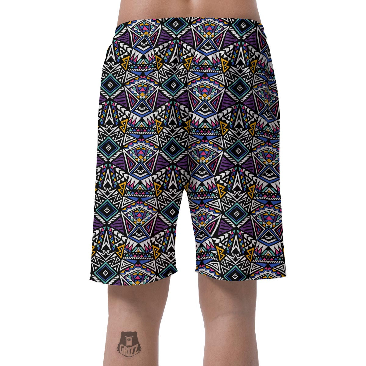 Neon Indian Aztec Triangles Abstract Geometric Art Men's Shorts-grizzshop