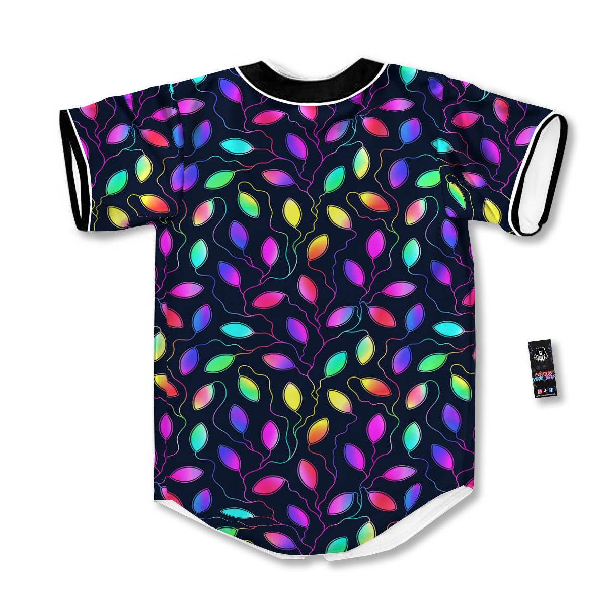 Neon Leaf Print Pattern Baseball Jersey-grizzshop