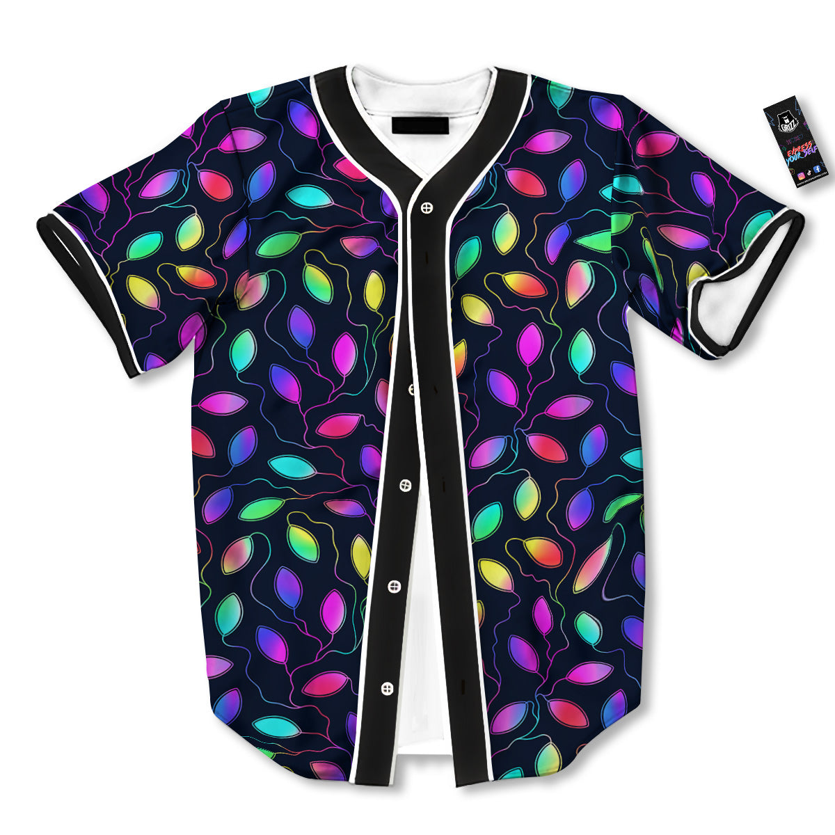 Neon Leaf Print Pattern Baseball Jersey-grizzshop