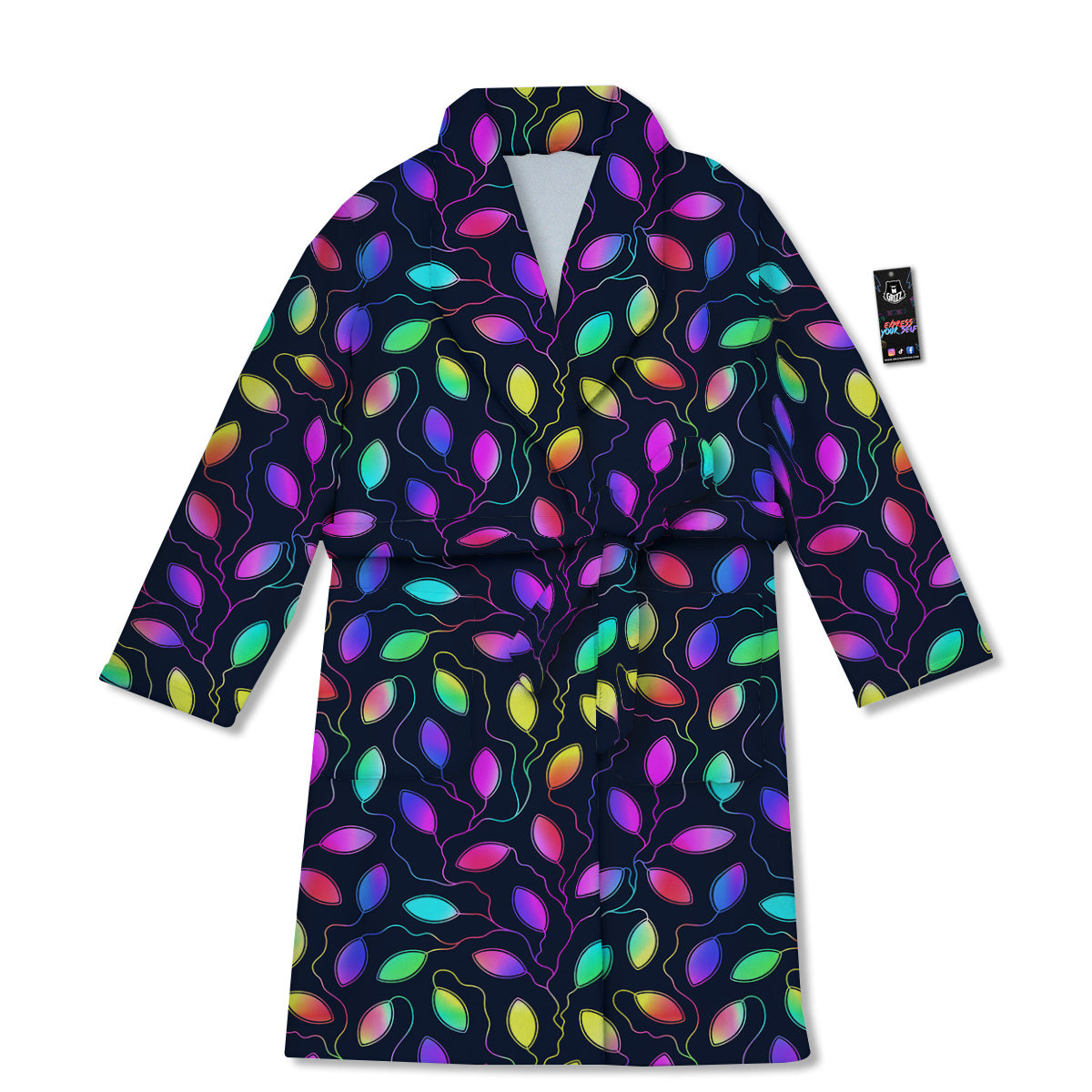 Neon Leaf Print Pattern Bathrobe-grizzshop