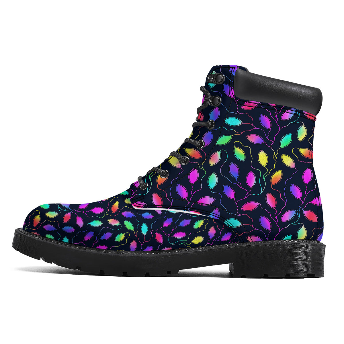 Neon Leaf Print Pattern Boots-grizzshop