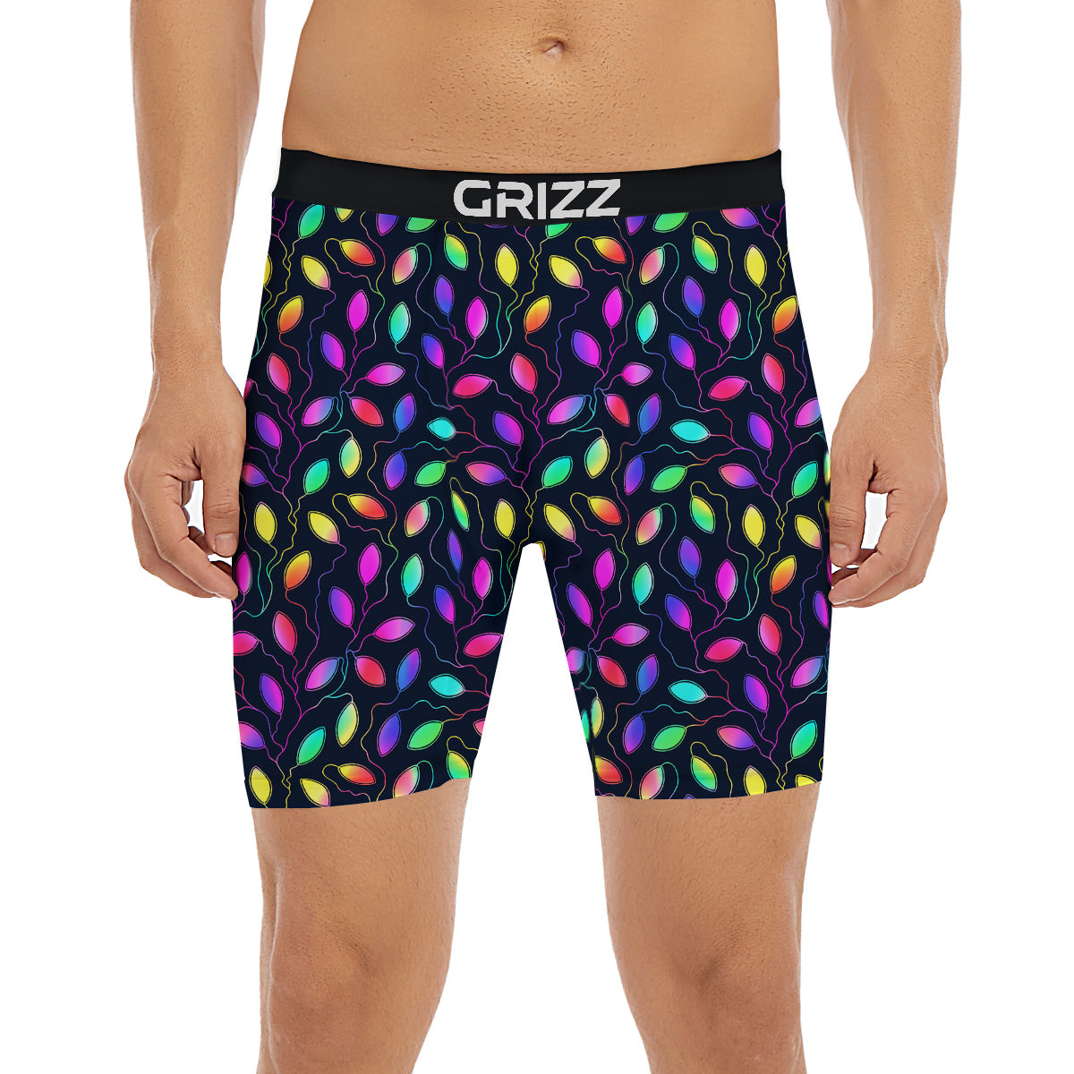 Neon Leaf Print Pattern Boxer Briefs-grizzshop