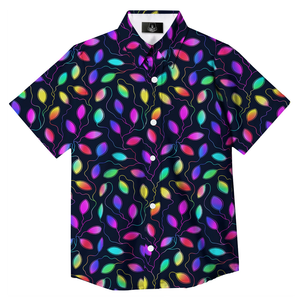 Neon Leaf Print Pattern Button Up Shirt-grizzshop
