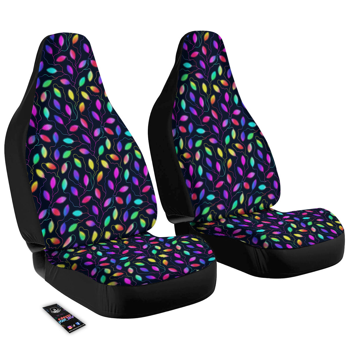 Neon Leaf Print Pattern Car Seat Covers-grizzshop