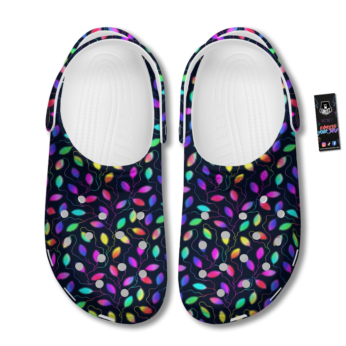 Neon Leaf Print Pattern Clog-grizzshop