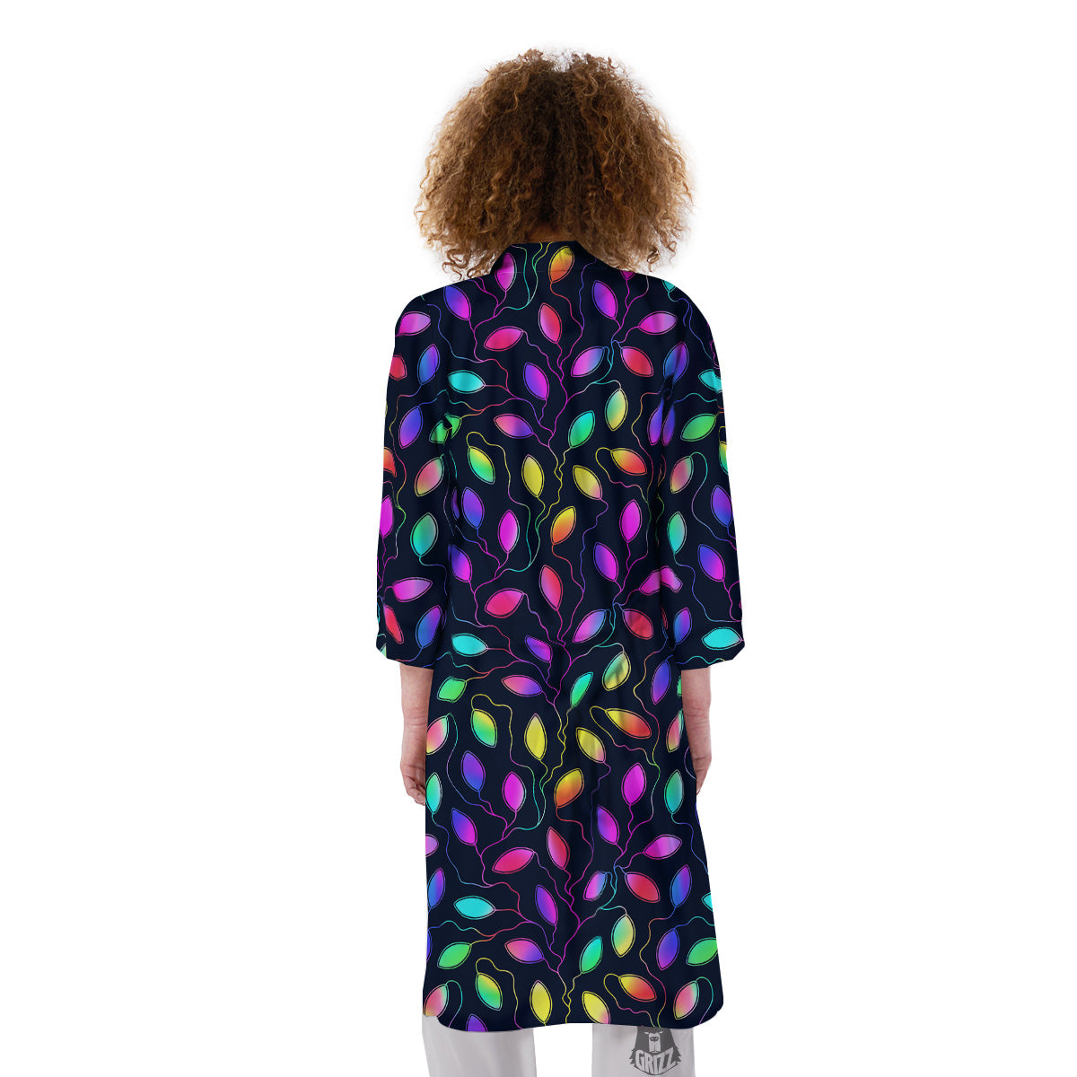 Neon Leaf Print Pattern Kimono-grizzshop
