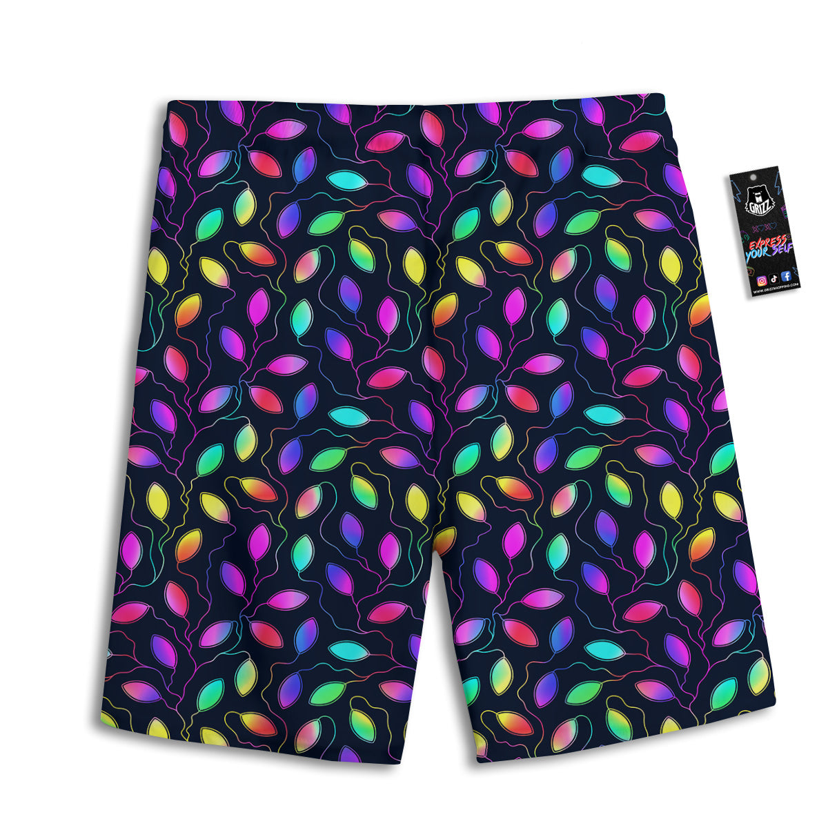 Neon Leaf Print Pattern Men's Athletic Shorts