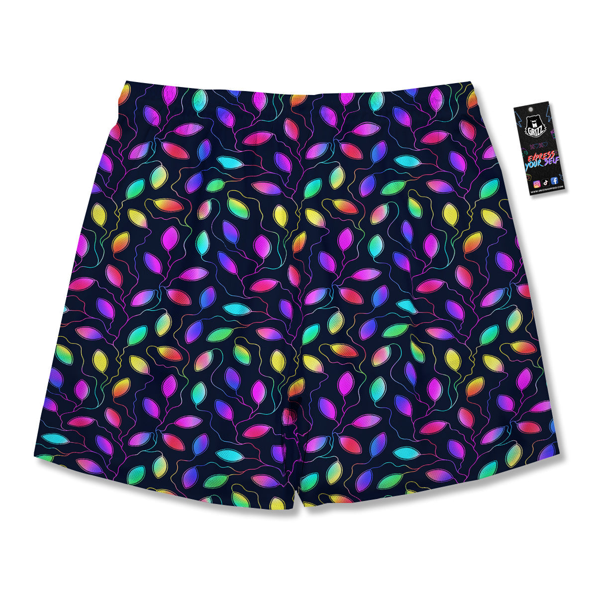 Neon Leaf Print Pattern Men's Running Shorts-grizzshop