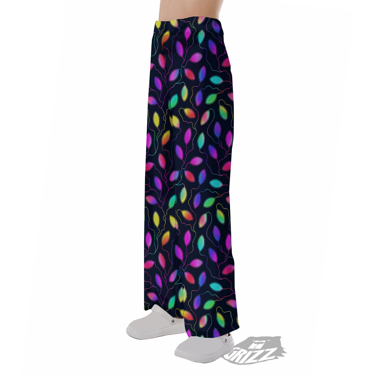 Neon Leaf Print Pattern Pajama Pants-grizzshop
