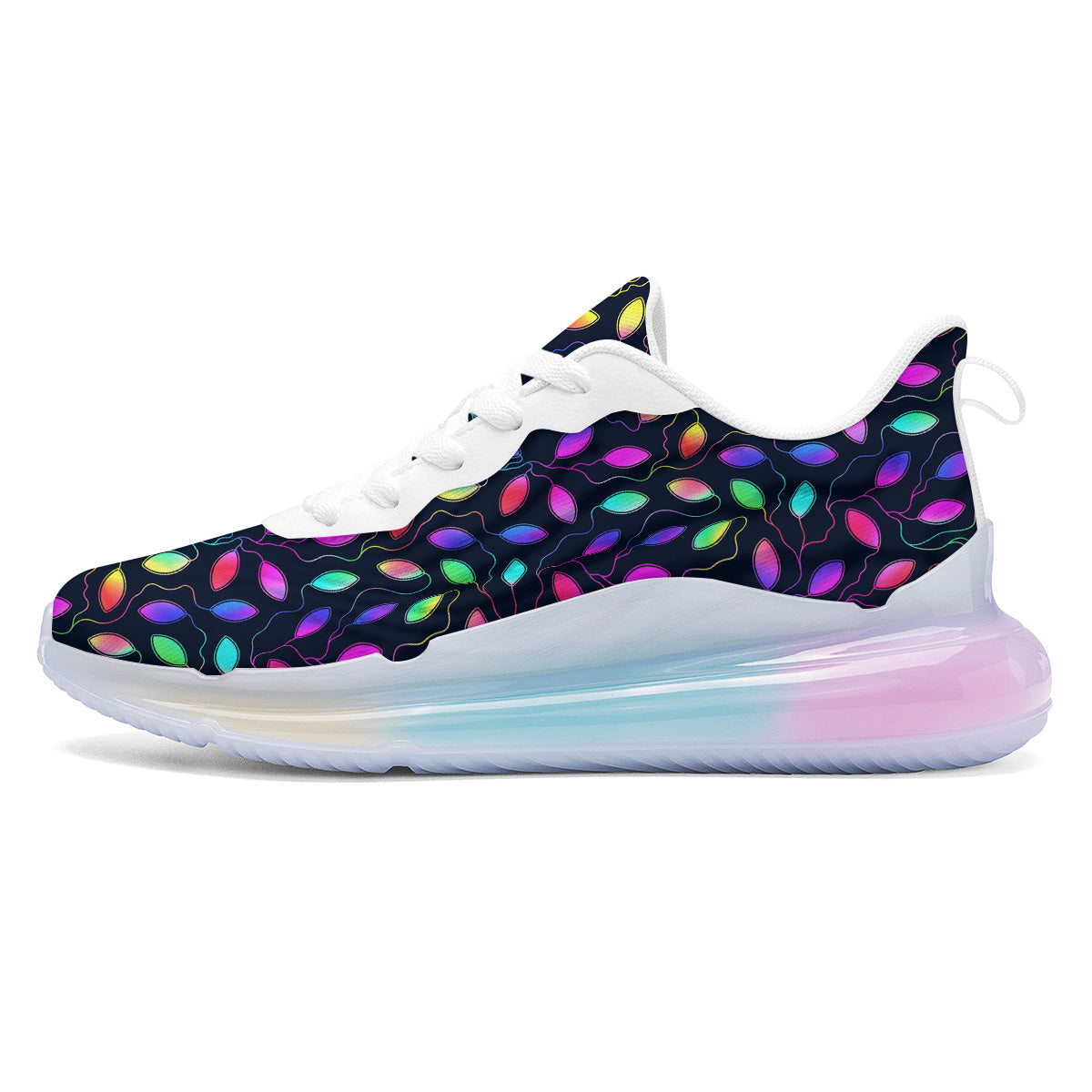 Neon Leaf Print Pattern Running Sneakers-grizzshop