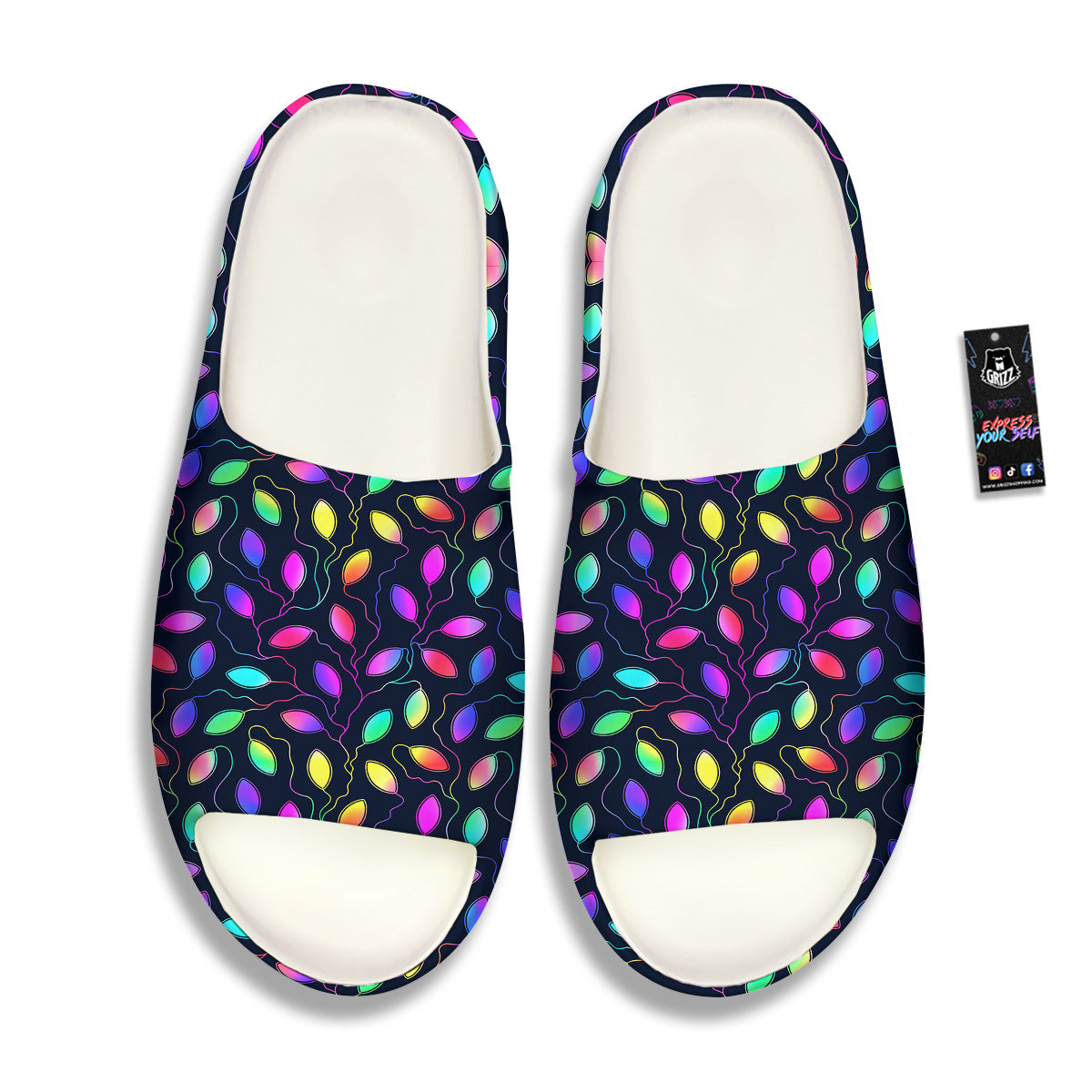 Neon Leaf Print Pattern Sandals-grizzshop