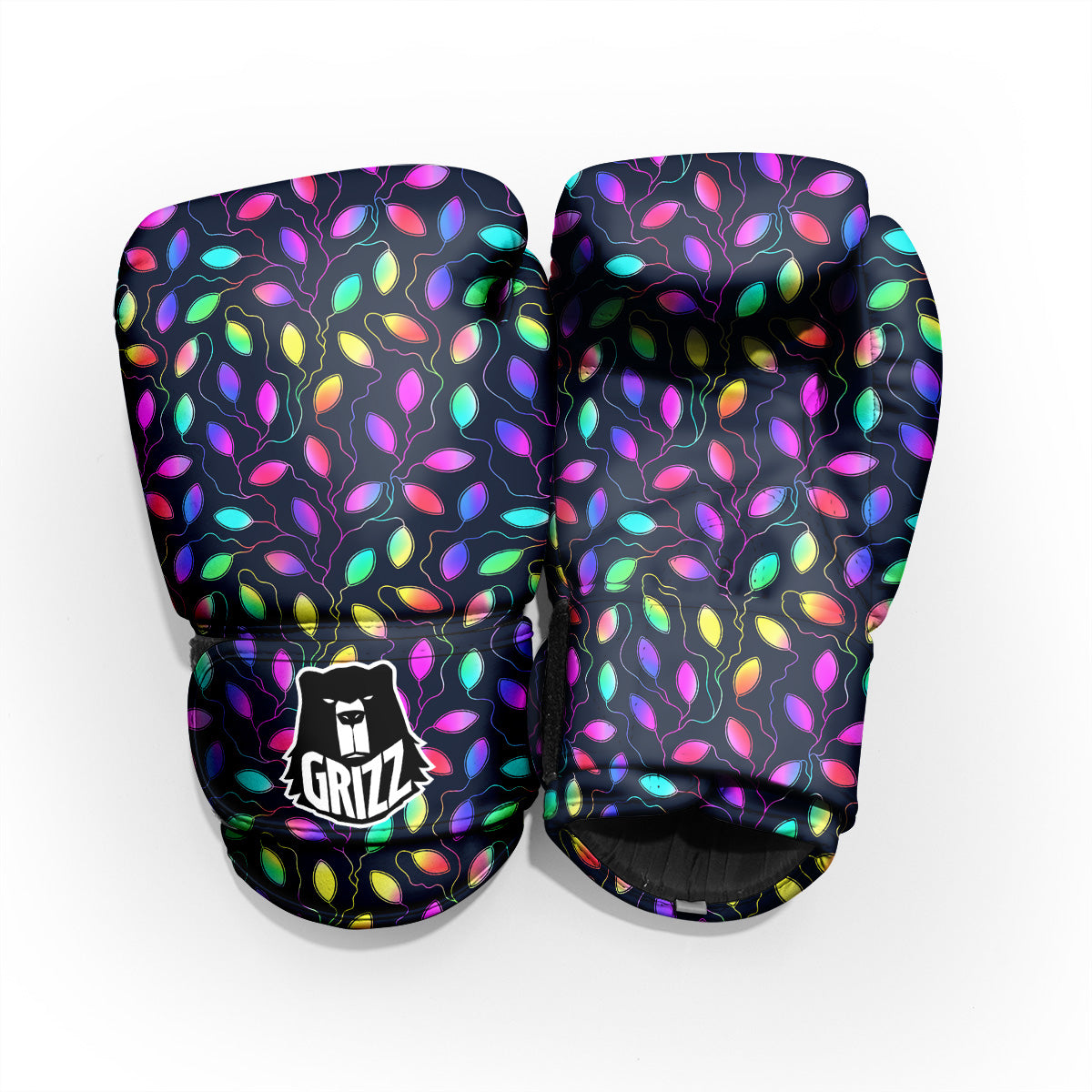 Neon Leaf Print Pattern Pro Boxing Glove