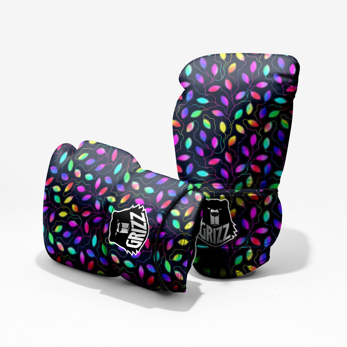 Neon Leaf Print Pattern Pro Boxing Glove