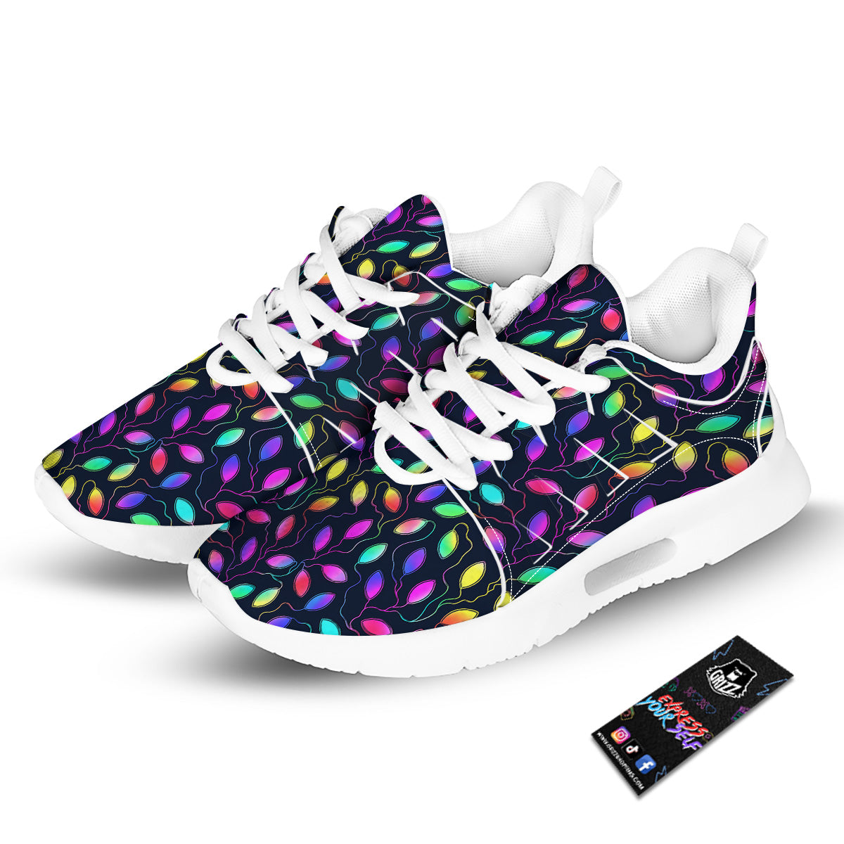 Neon Leaf Print Pattern Tennis Shoes-grizzshop