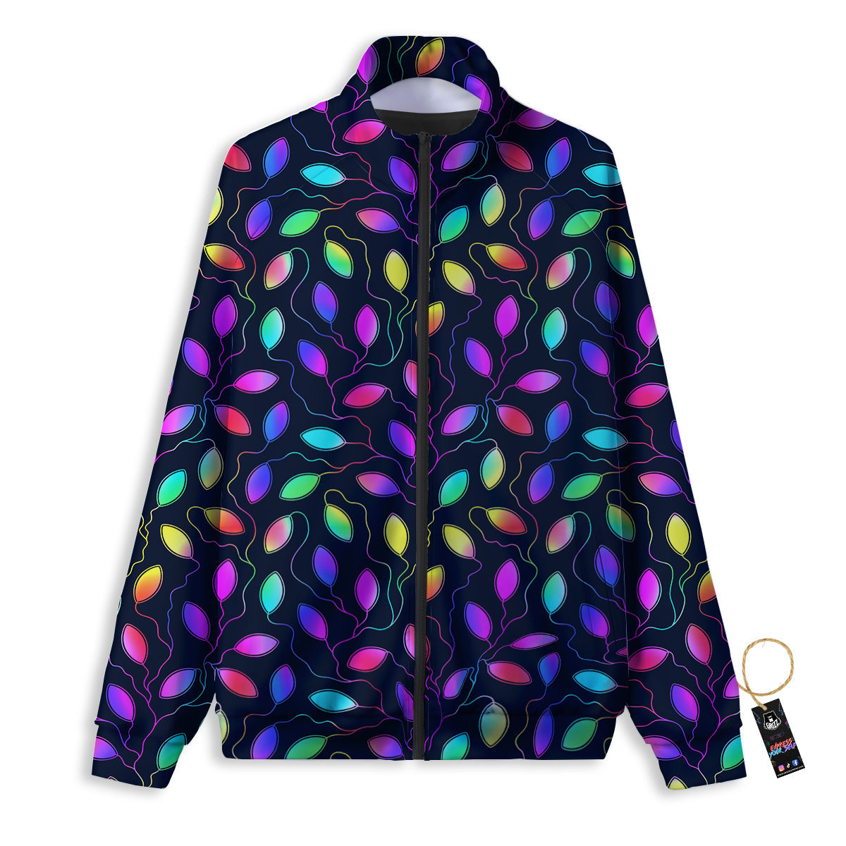 Neon Leaf Print Pattern Track Jacket-grizzshop
