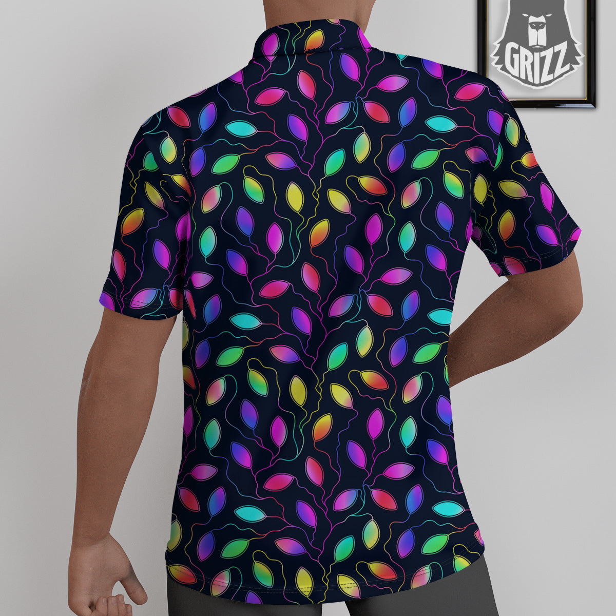 Neon Leaf Print Pattern Untucked Shirts-grizzshop