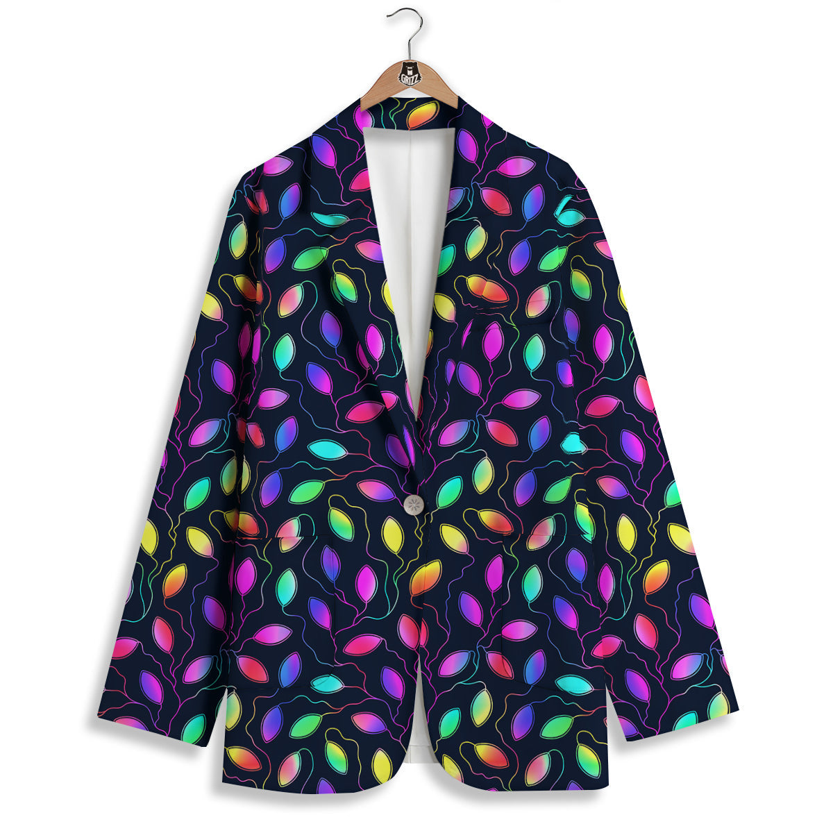 Neon Leaf Print Pattern Women's Blazer-grizzshop