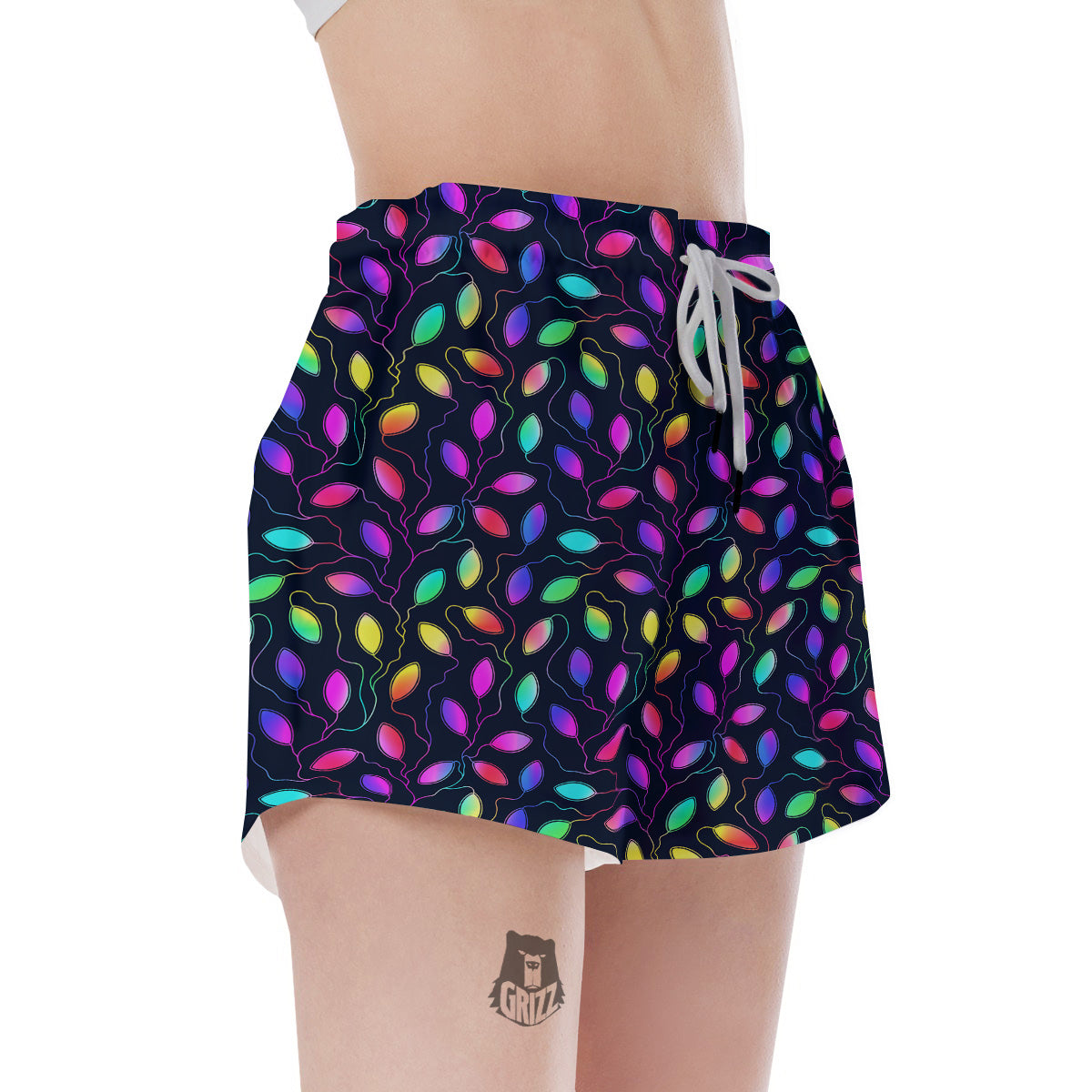 Neon Leaf Print Pattern Women's Shorts-grizzshop