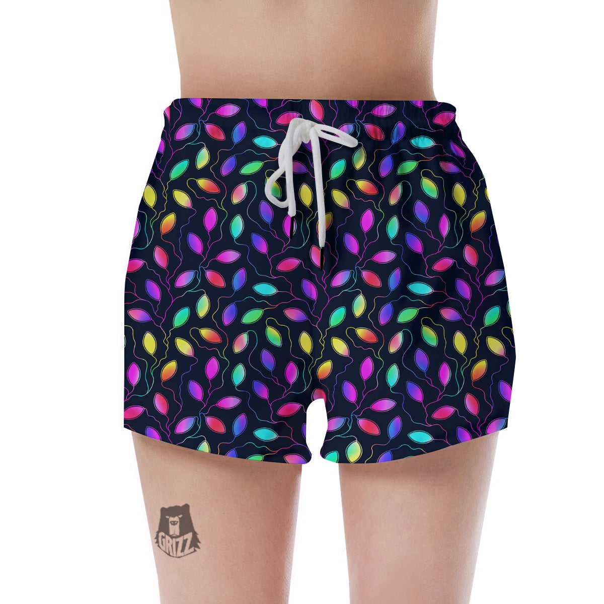 Neon Leaf Print Pattern Women's Shorts-grizzshop