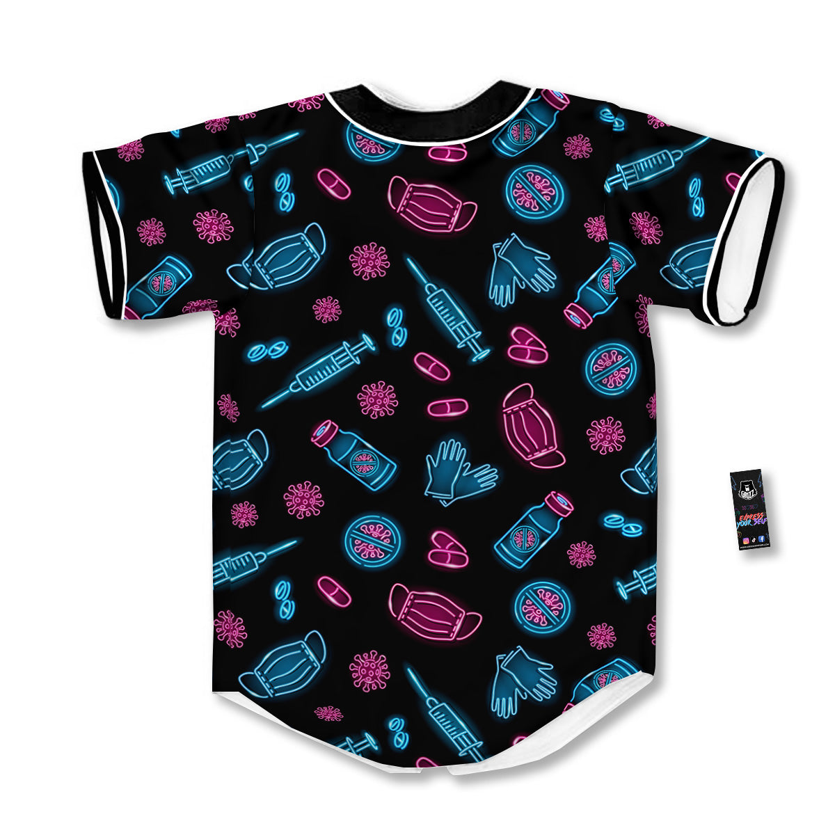 Neon Medical Equipment Print Pattern Baseball Jersey-grizzshop