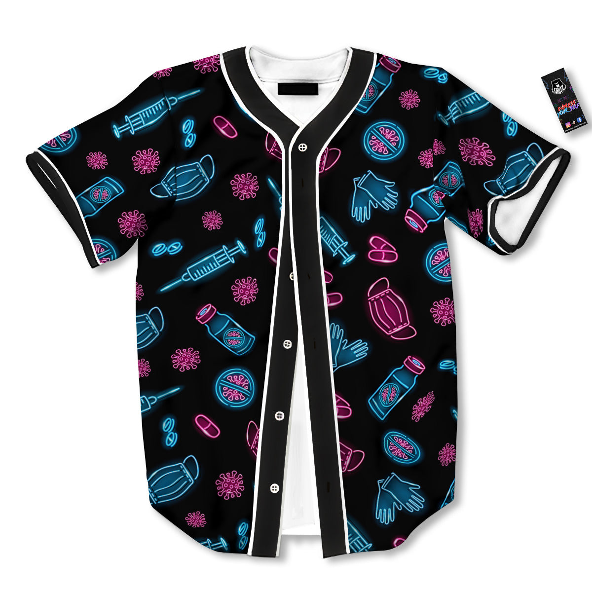 Neon Medical Equipment Print Pattern Baseball Jersey-grizzshop
