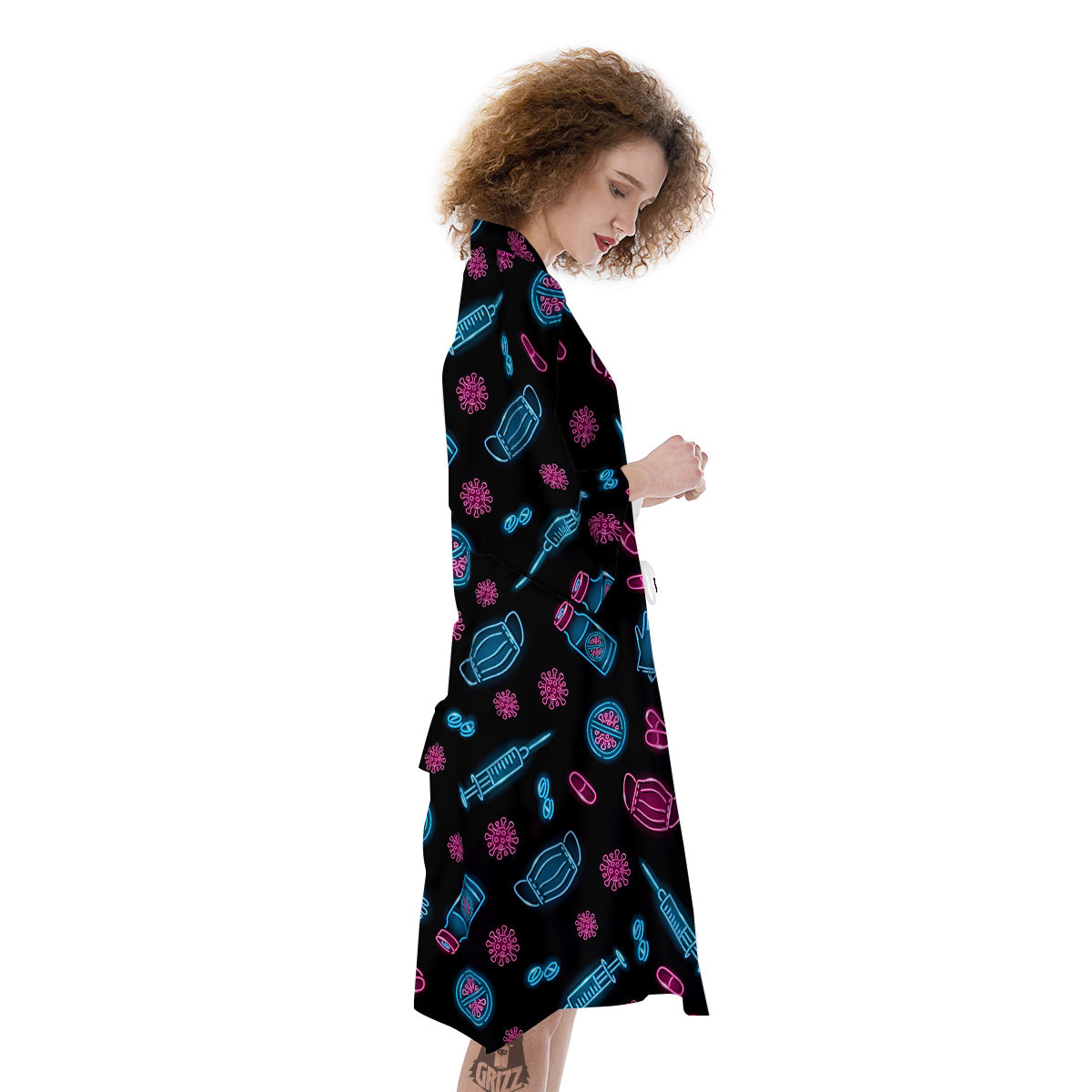 Neon Medical Equipment Print Pattern Kimono-grizzshop