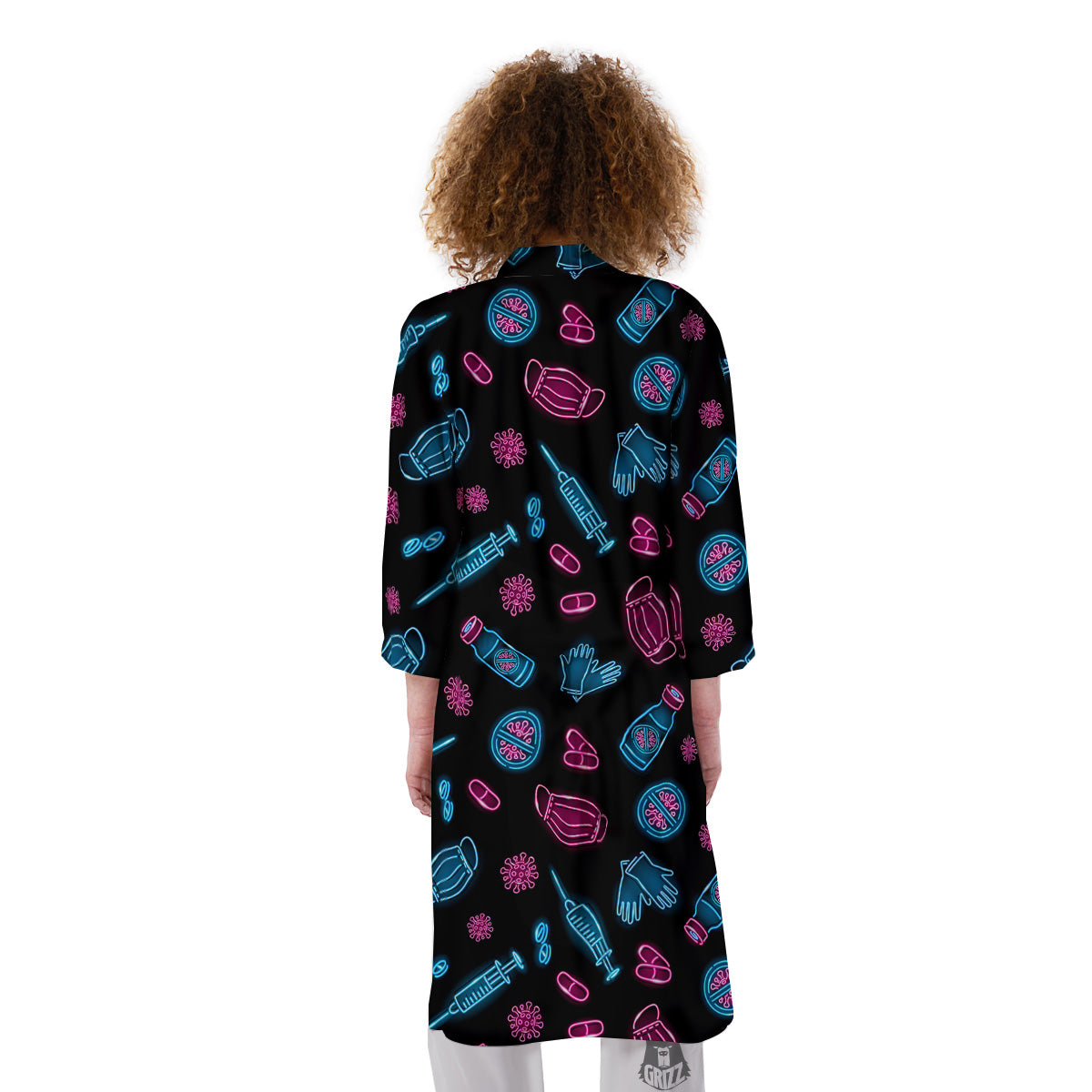 Neon Medical Equipment Print Pattern Kimono-grizzshop