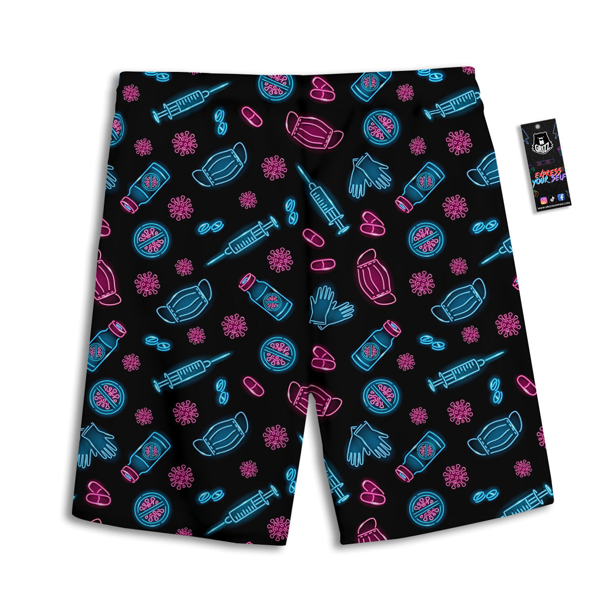 Neon Medical Equipment Print Pattern Men's Athletic Shorts
